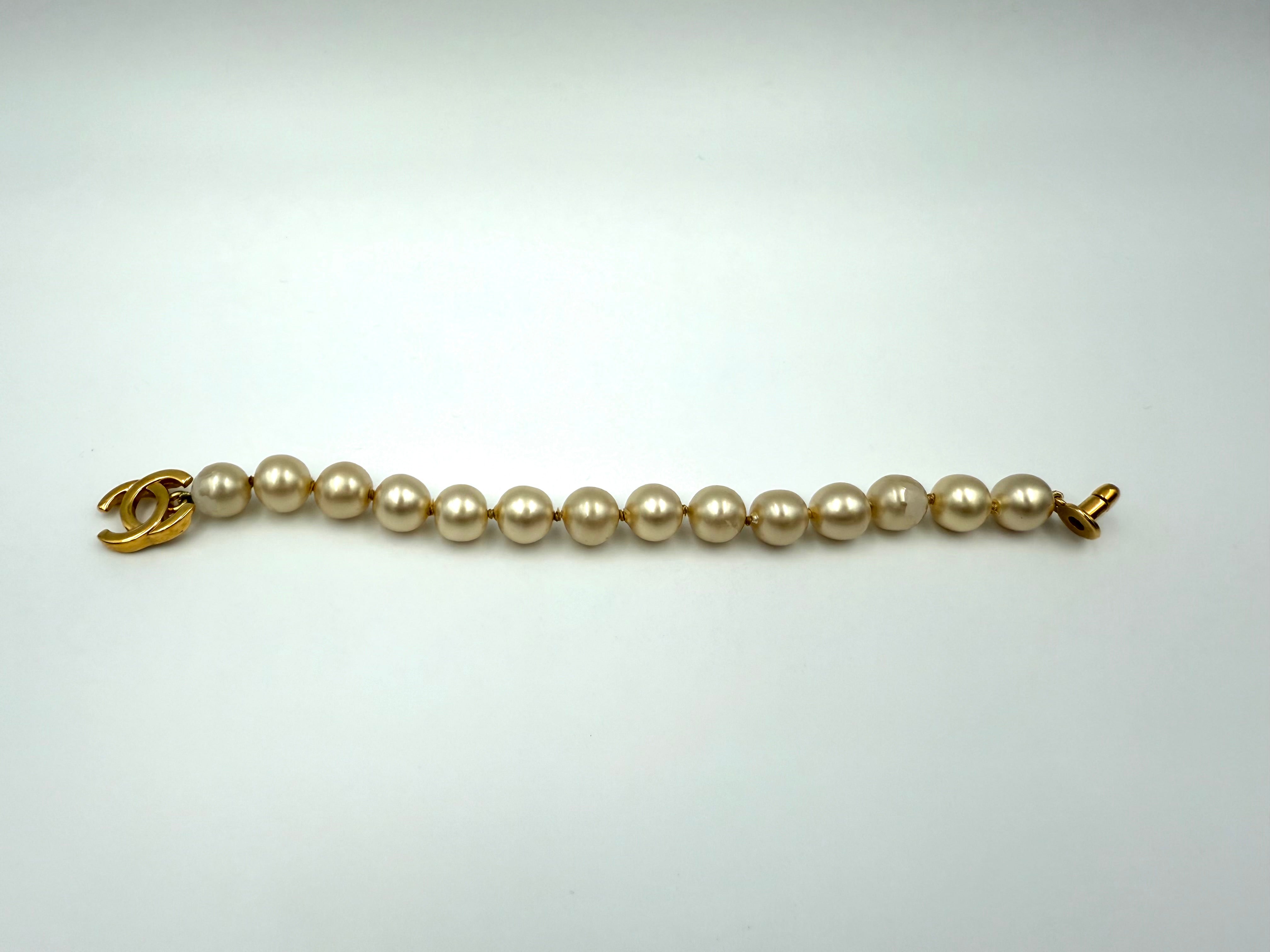 CHANEL 96P ヴィンテージ ココマーク ターンロック パールブレスレット